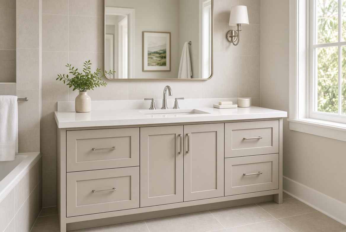 Painted bathroom vanity cabinets in a The Villages Florida home