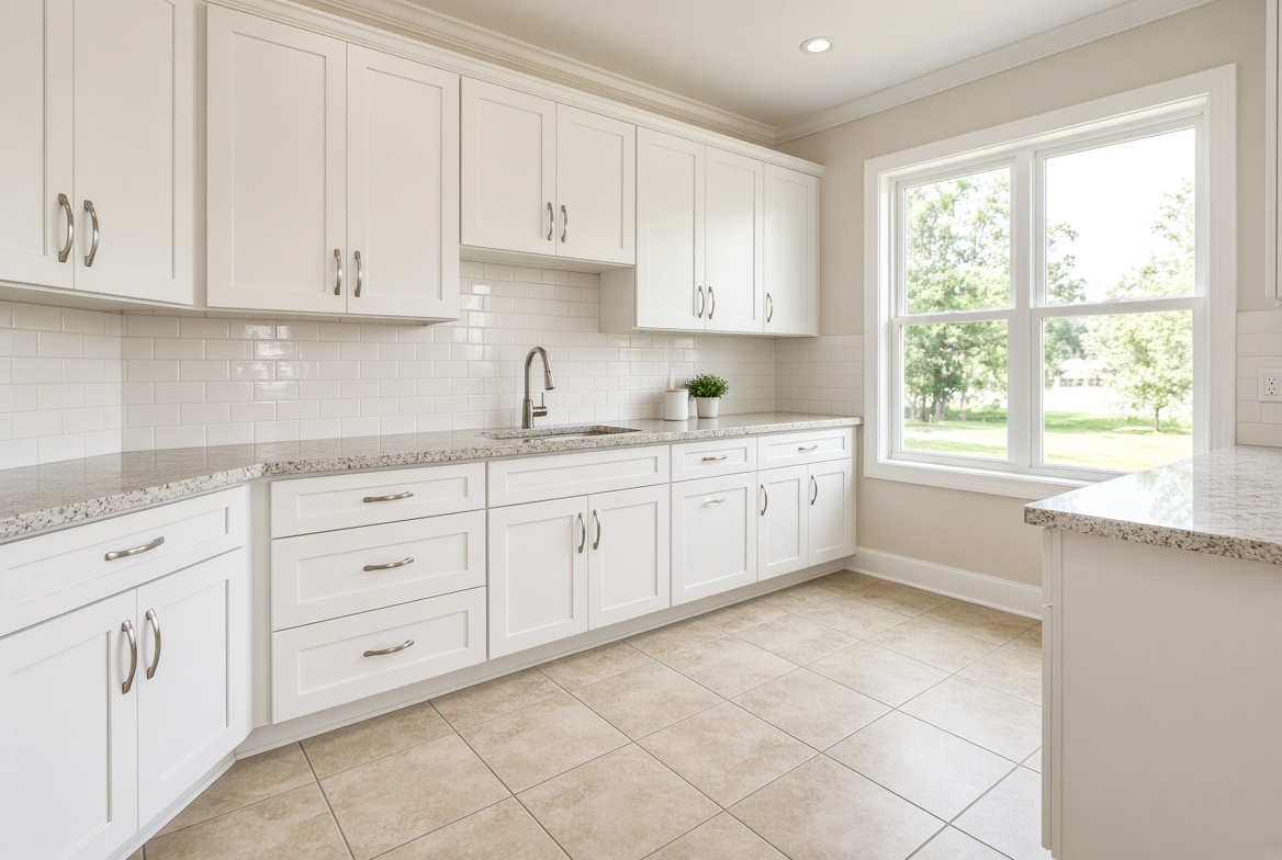 Painted white kitchen cabinets in a The Villages Florida home