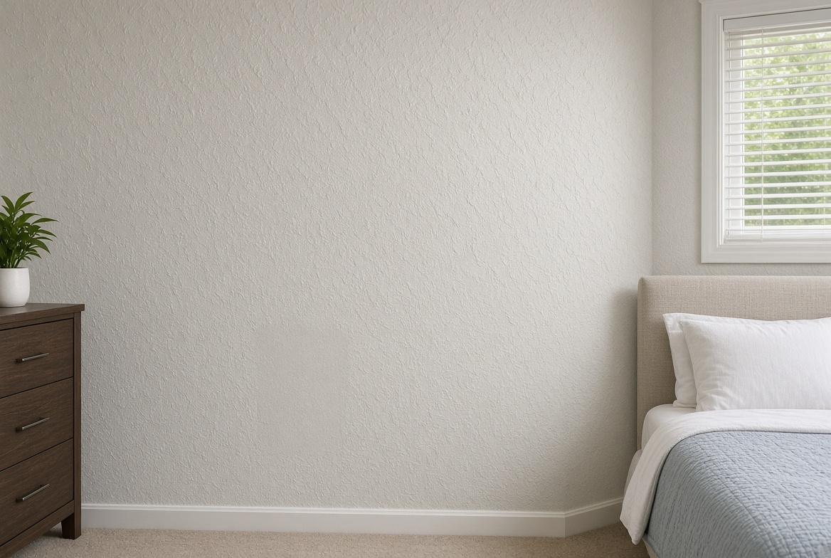 Knockdown textured wall after blended drywall repair in The Villages