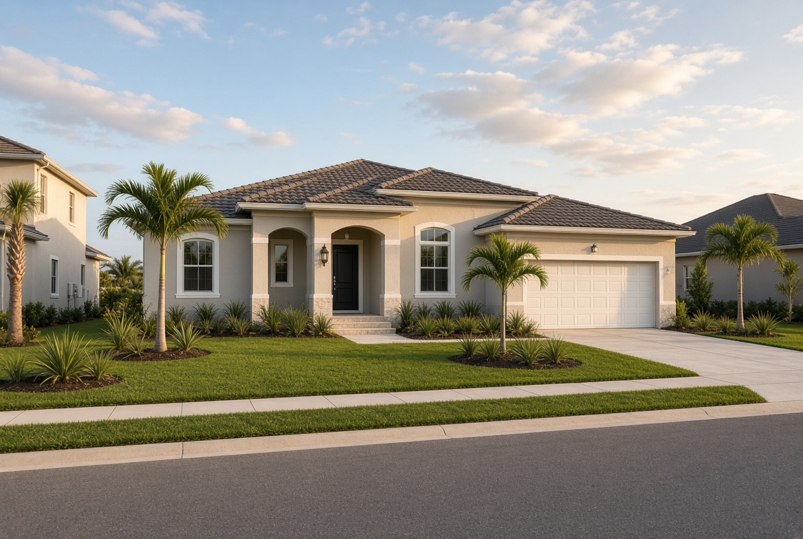 Newer villa exterior in Fenney in The Villages Florida