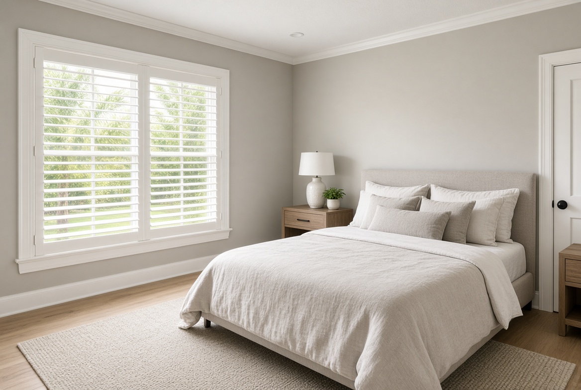 Interior bedroom painting with white trim in The Villages Florida