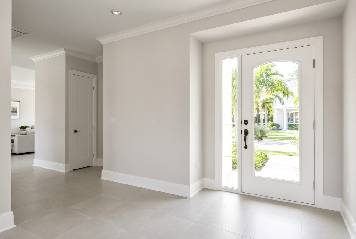 Painted foyer and hallway interior in a The Villages Florida home