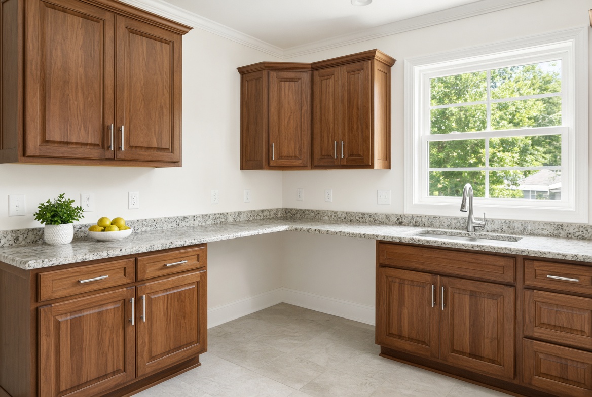 Freshly painted kitchen walls around wood cabinets in The Villages
