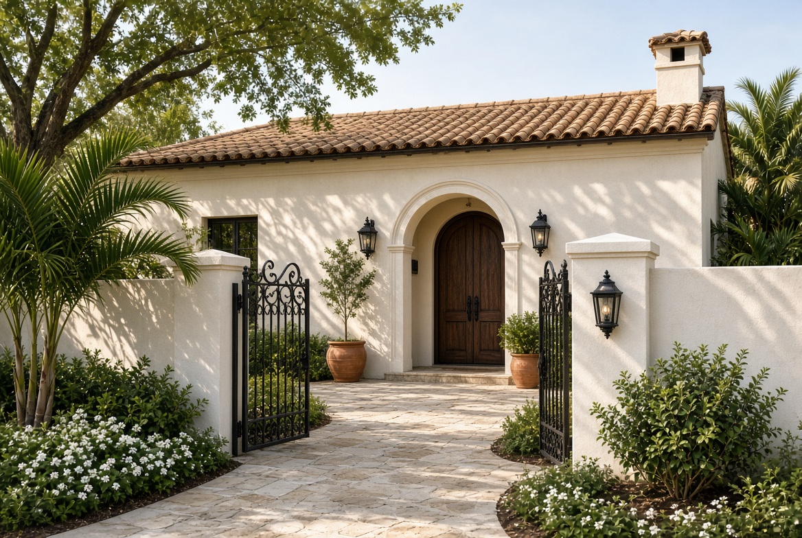 Stucco home entry in The Villages Florida painted by Village Painting Pros