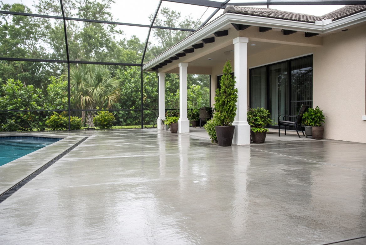 Clean pool deck after pressure washing in The Villages